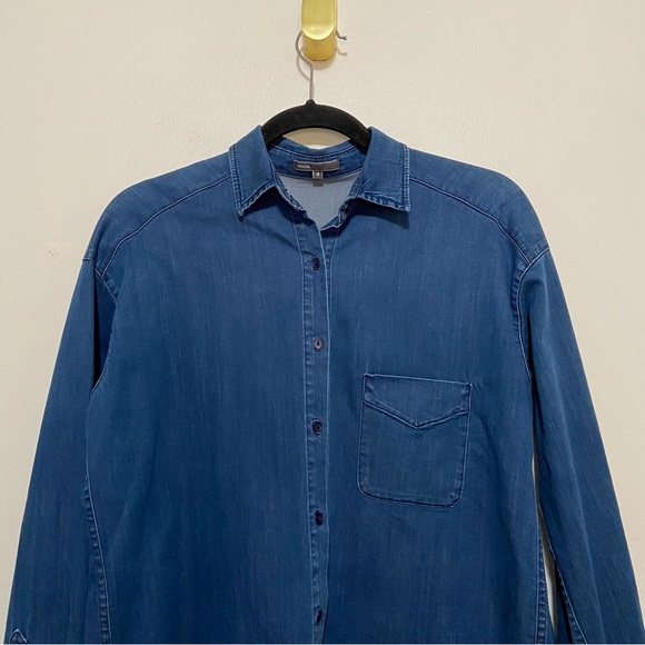Vince Blue Chambray Denim Long Sleeve Button Down Shirt - Picture 2 of 10